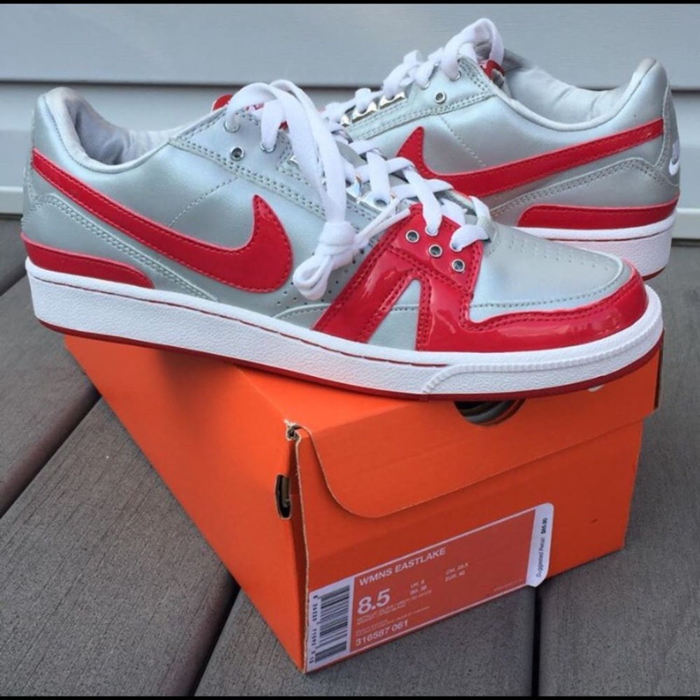 Nike Red White Silver WMNS Eastlake Sneakers Shoes